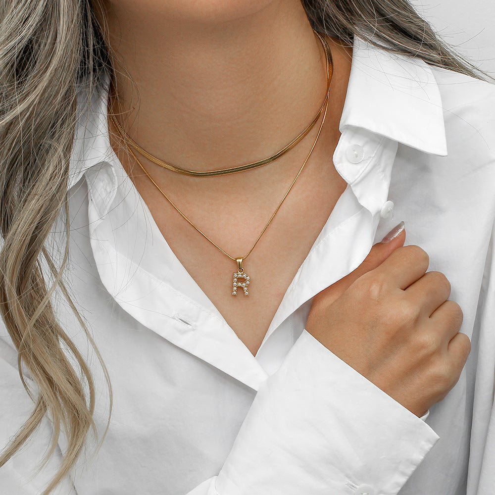 Layered Gold Initial Necklace with Freshwater Pearls – Waterproof and Hypoallergenic Gold Chain Jewelry for Women 2