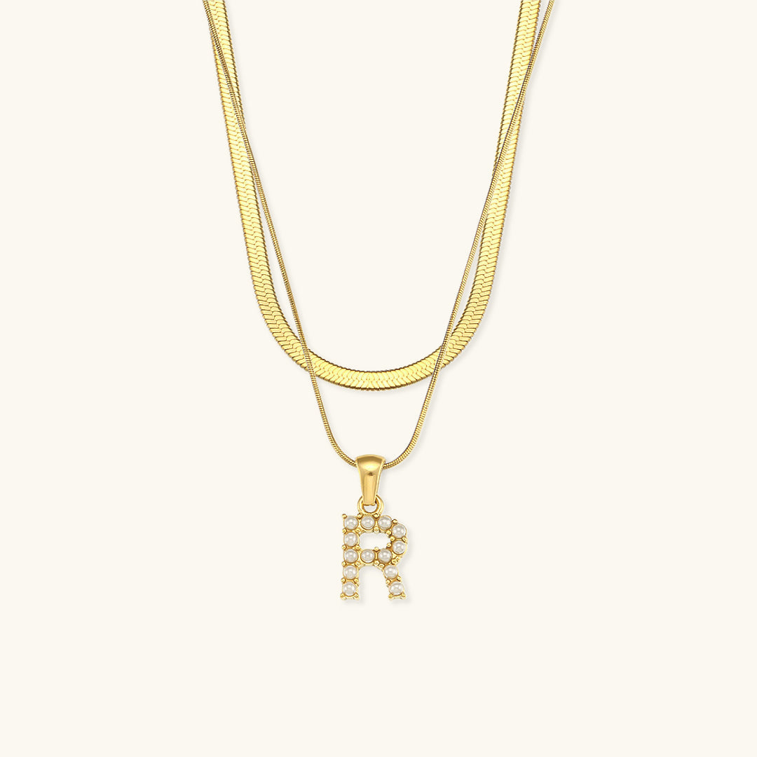 Layered Gold Initial Necklace with Freshwater Pearls – Waterproof and Hypoallergenic Gold Chain Jewelry for Women 20