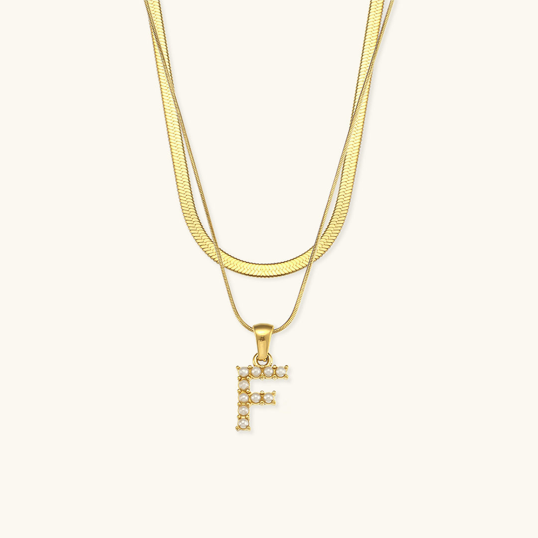 Layered Gold Initial Necklace with Freshwater Pearls – Waterproof and Hypoallergenic Gold Chain Jewelry for Women 21
