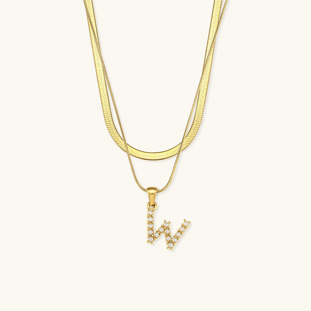 Layered Gold Initial Necklace with Freshwater Pearls – Waterproof and Hypoallergenic Gold Chain Jewelry for Women 22