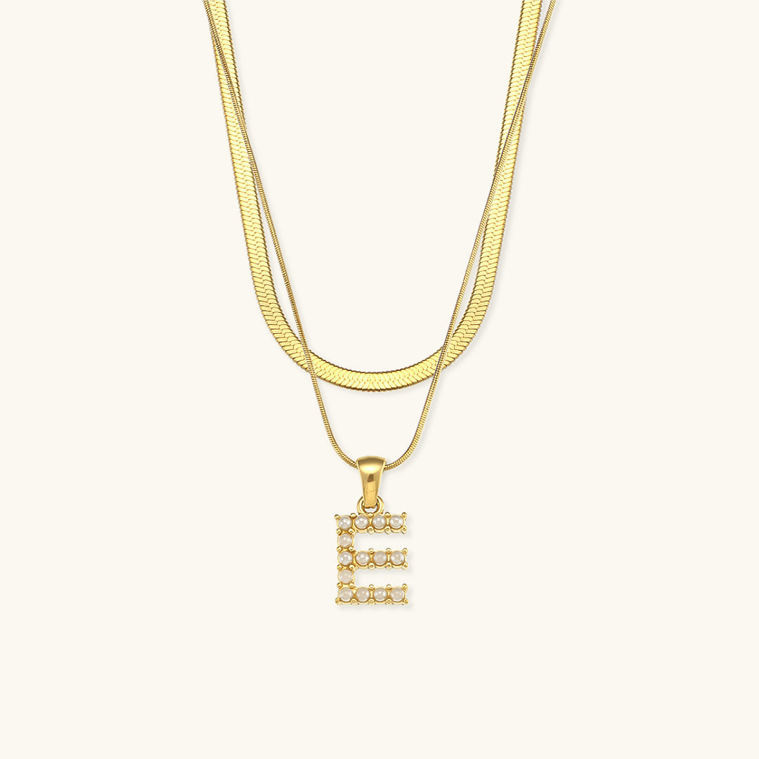 Layered Gold Initial Necklace with Freshwater Pearls – Waterproof and Hypoallergenic Gold Chain Jewelry for Women 23
