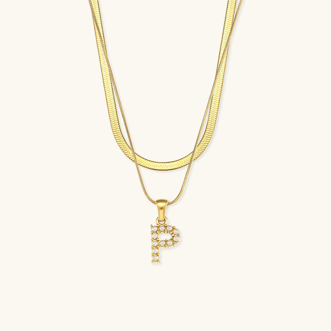 Layered Gold Initial Necklace with Freshwater Pearls – Waterproof and Hypoallergenic Gold Chain Jewelry for Women 29