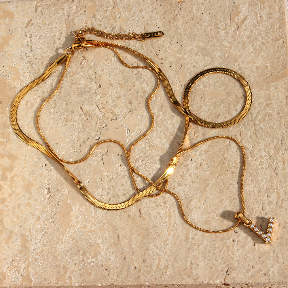 Layered Gold Initial Necklace with Freshwater Pearls – Waterproof and Hypoallergenic Gold Chain Jewelry for Women 4