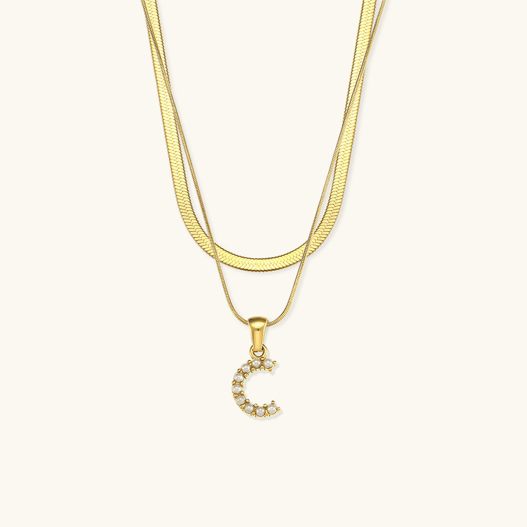 Layered Gold Initial Necklace with Freshwater Pearls – Waterproof and Hypoallergenic Gold Chain Jewelry for Women 7