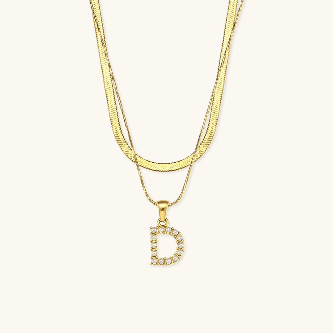 Layered Gold Initial Necklace with Freshwater Pearls – Waterproof and Hypoallergenic Gold Chain Jewelry for Women 8