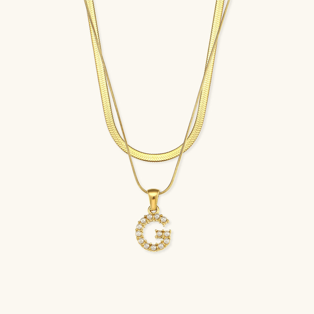 Layered Gold Initial Necklace with Freshwater Pearls – Waterproof and Hypoallergenic Gold Chain Jewelry for Women 9