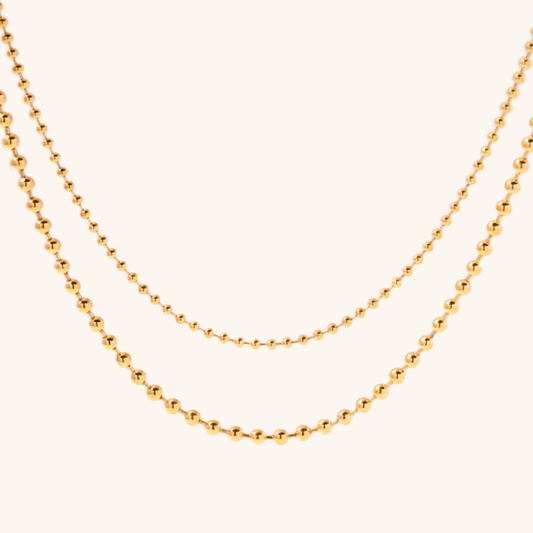 Layered Gold Necklace with 18k Gold Beads – Hypoallergenic Waterproof Ball Chain for Women 0