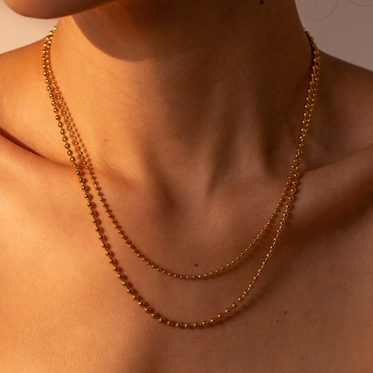 Layered Gold Necklace with 18k Gold Beads – Hypoallergenic Waterproof Ball Chain for Women 1