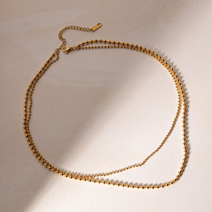 Layered Gold Necklace with 18k Gold Beads – Hypoallergenic Waterproof Ball Chain for Women 2