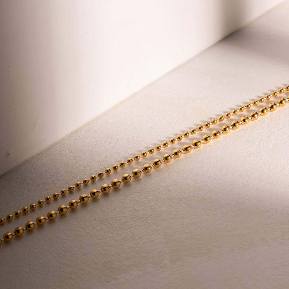 Layered Gold Necklace with 18k Gold Beads – Hypoallergenic Waterproof Ball Chain for Women 3