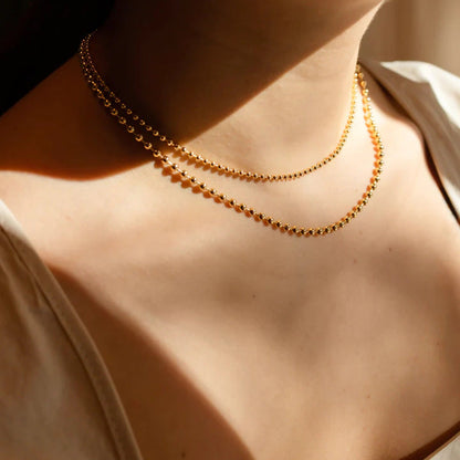 Layered Gold Necklace with 18k Gold Beads – Hypoallergenic Waterproof Ball Chain for Women 4