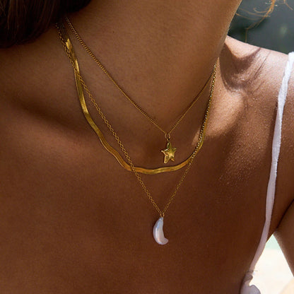 Layered Gold Necklace with Sun and Moon Charms, Waterproof Hypoallergenic Jewelry for Women 3