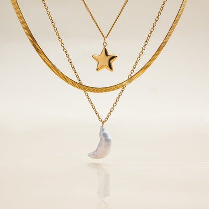 Layered Gold Necklace with Sun and Moon Charms, Waterproof Hypoallergenic Jewelry for Women 5