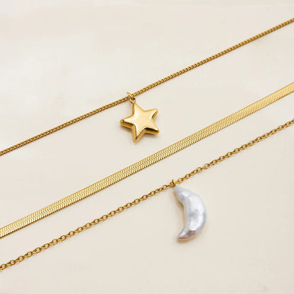 Layered Gold Necklace with Sun and Moon Charms, Waterproof Hypoallergenic Jewelry for Women 6
