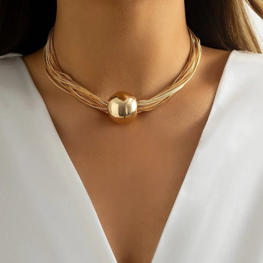 Layered Necklace Set with Matching Bracelet – Multi-Layered Chain Design in Gold and Silver for Women