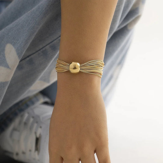 Layered Necklace Set with Matching Bracelet – Multi-Layered Chain Design in Gold and Silver for Women