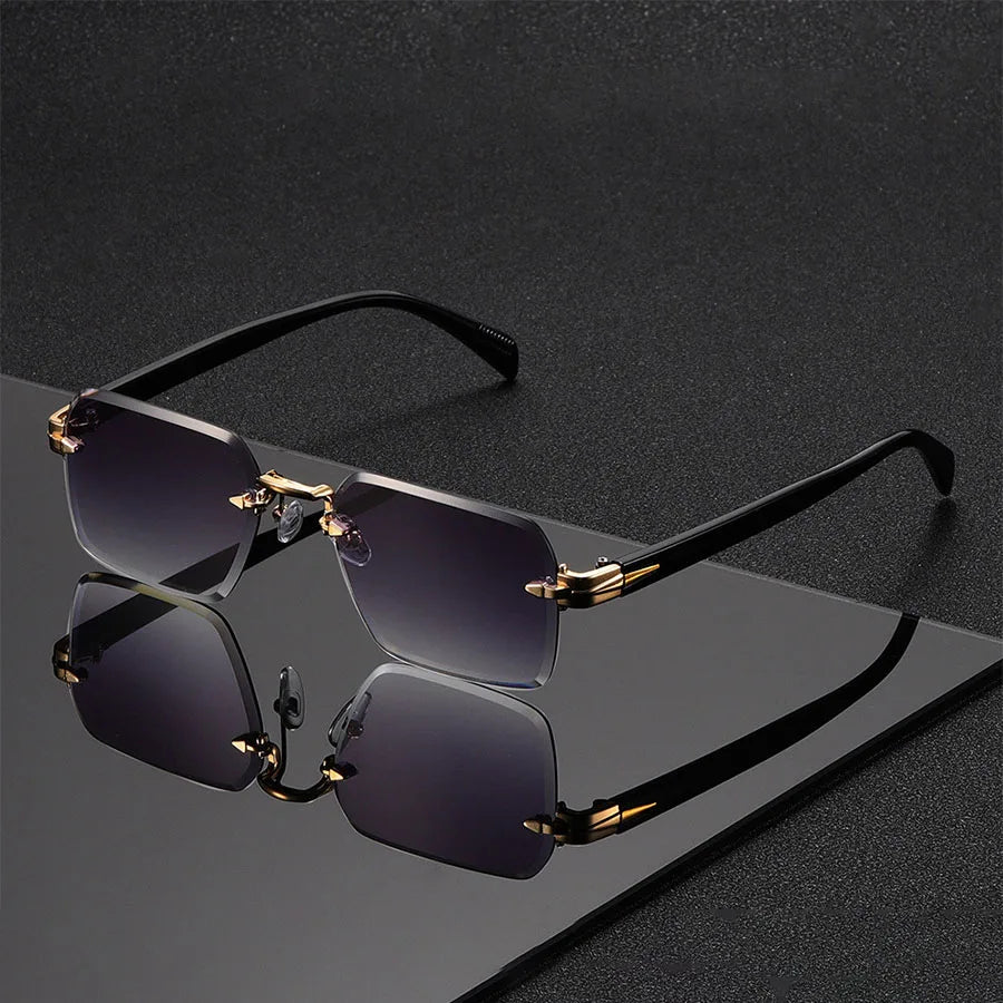Women's Rimless Gradient Sunglasses in Pink – front view | Hensley London