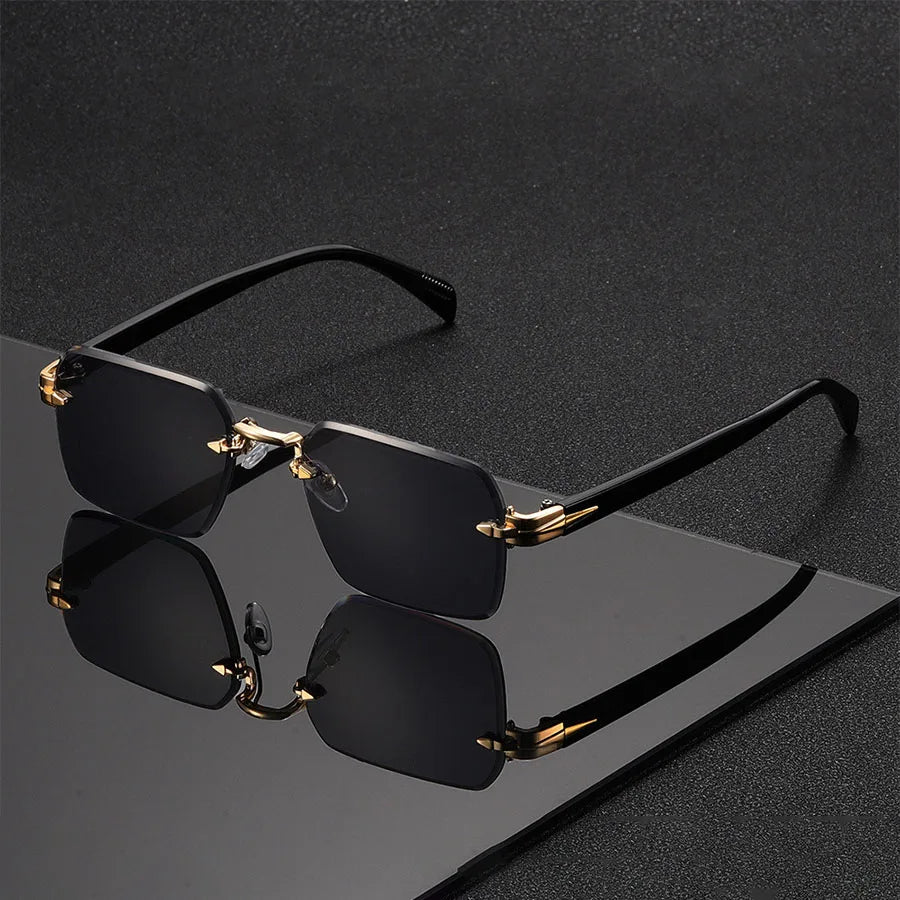 Women's Rimless Gradient Sunglasses in Gray – front view | Hensley London
