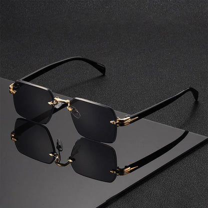 Women's Rimless Gradient Sunglasses in Gray – front view | Hensley London