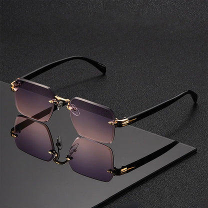 Women's Rimless Gradient Sunglasses in Black – front view | Hensley London