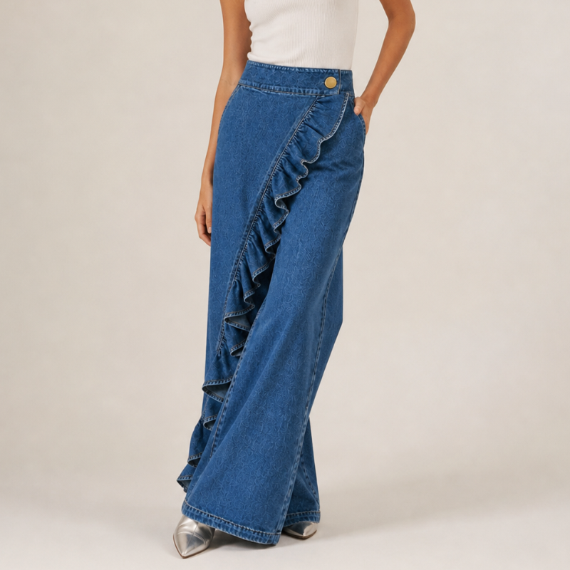 Women's Denim Skirt-Pants – styled view | Hensley London