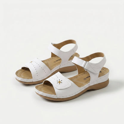 Women's Adjustable Strap Summer Sandals in Blue – back view | Hensley London