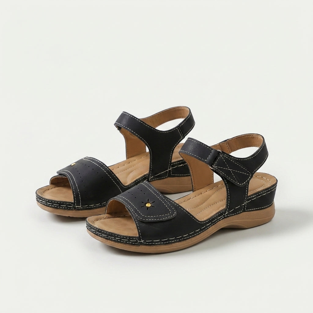 Women's Adjustable Strap Summer Sandals in White – sole view | Hensley London