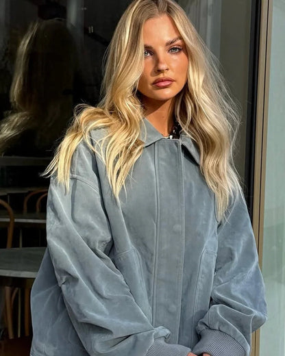 Luna Women's Varsity Jacket | Soft Suede, Casual Style 3