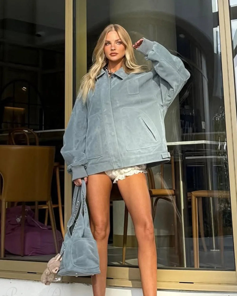 Luna Women's Varsity Jacket | Soft Suede, Casual Style 5