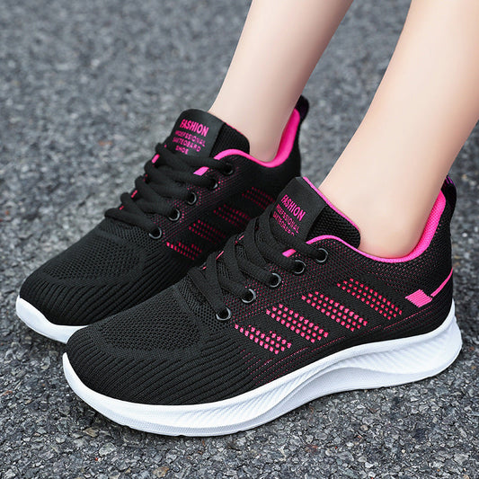 Lightweight Women’s Flyknit Sneakers with Cushioned Sole – Breathable Lace-Up Design 0