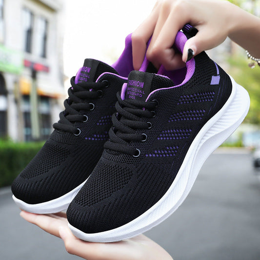 Lightweight Women’s Flyknit Sneakers with Cushioned Sole – Breathable Lace-Up Design 1