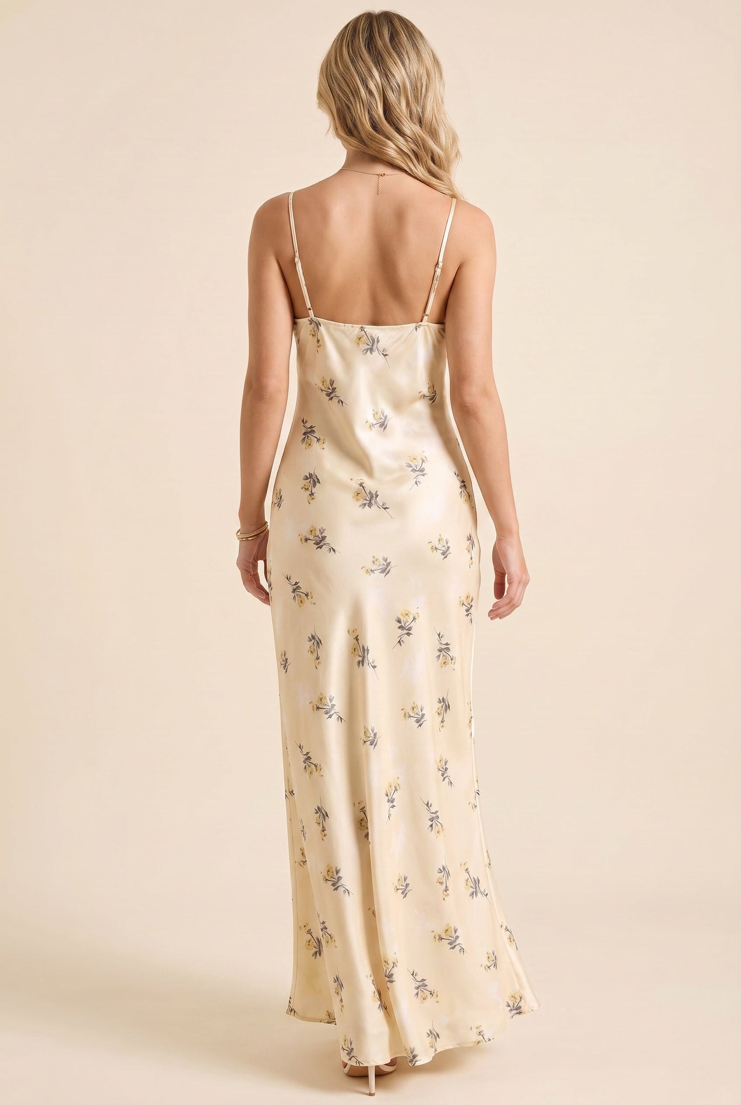 Women's Floral Midi Dress Floral Satin Lace Trim Summer - 4