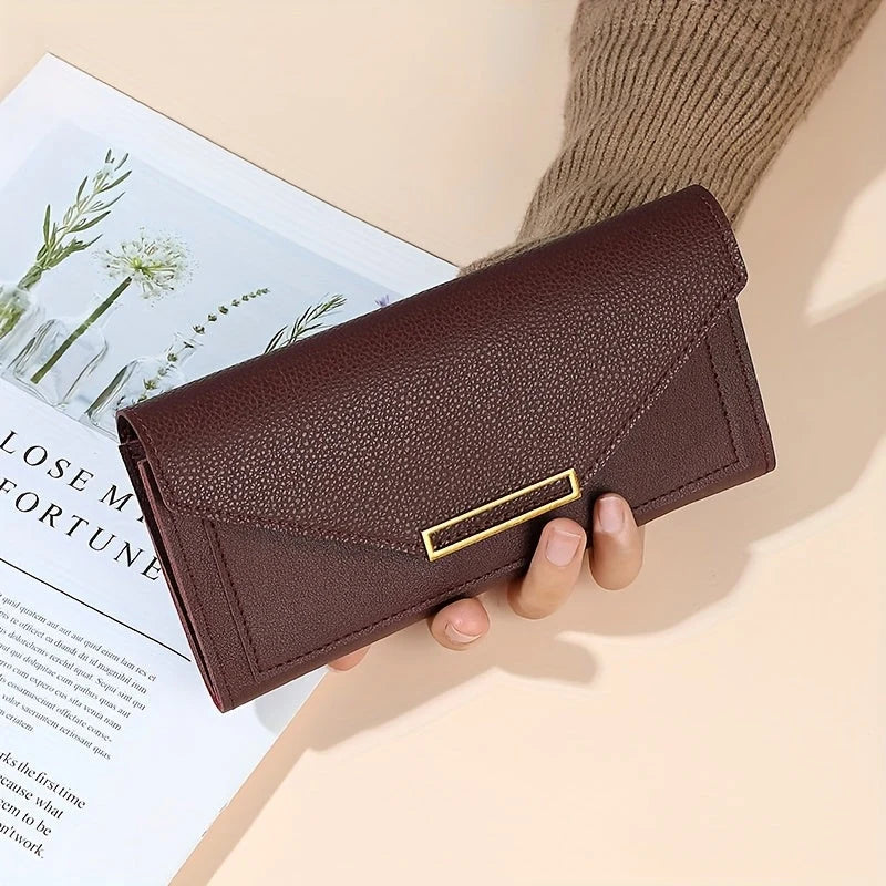 Women's Pebbled Envelope Clutch Wallet in Burgundy – Product view | Hensley London