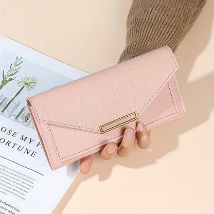 Women's Pebbled Envelope Clutch Wallet in Pink – Product view | Hensley London