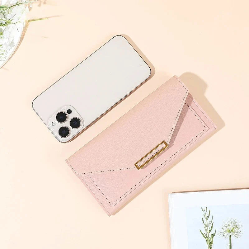 Women's Pebbled Envelope Clutch Wallet – Product view | Hensley London