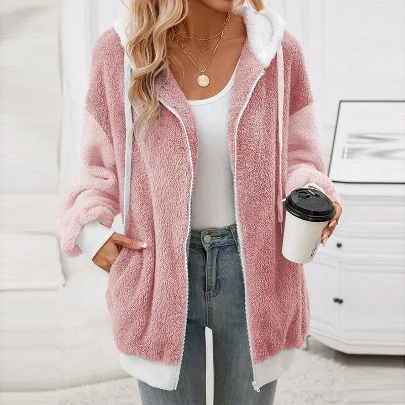 Women's Hooded Pullover Grey Water-Repellent Fabric - 1