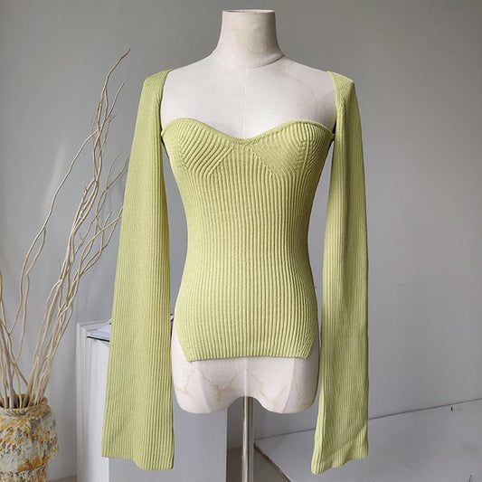 Long Sleeves Square Collar Cashmere Sweater 0