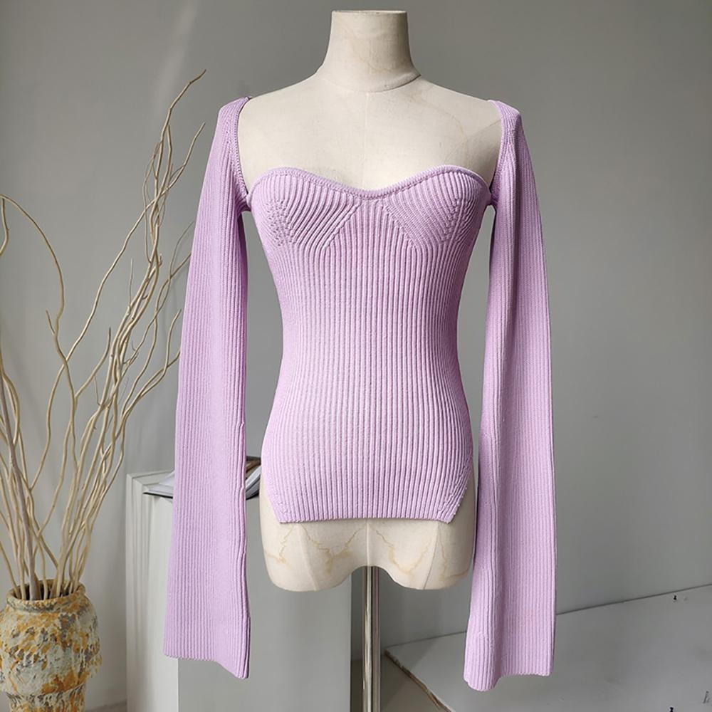 Long Sleeves Square Collar Cashmere Sweater 10