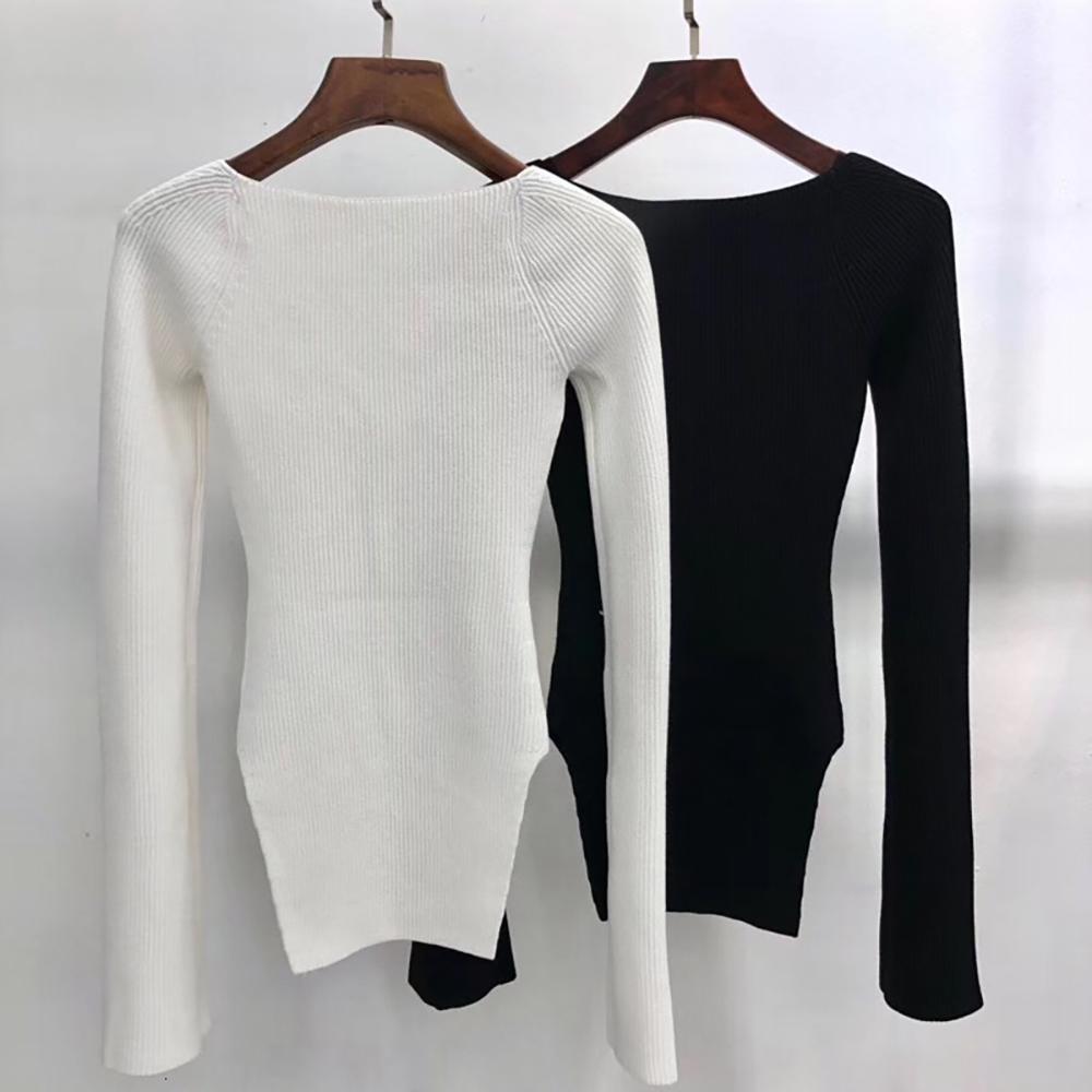 Long Sleeves Square Collar Cashmere Sweater 3