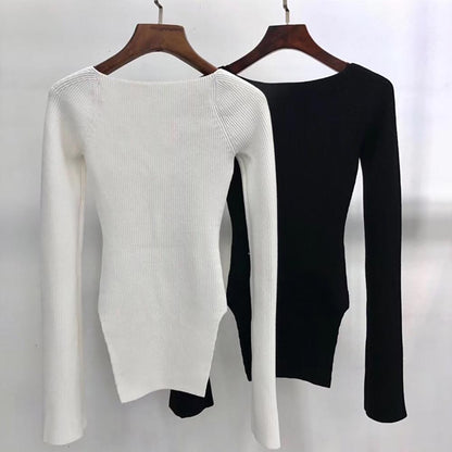 Long Sleeves Square Collar Cashmere Sweater 3