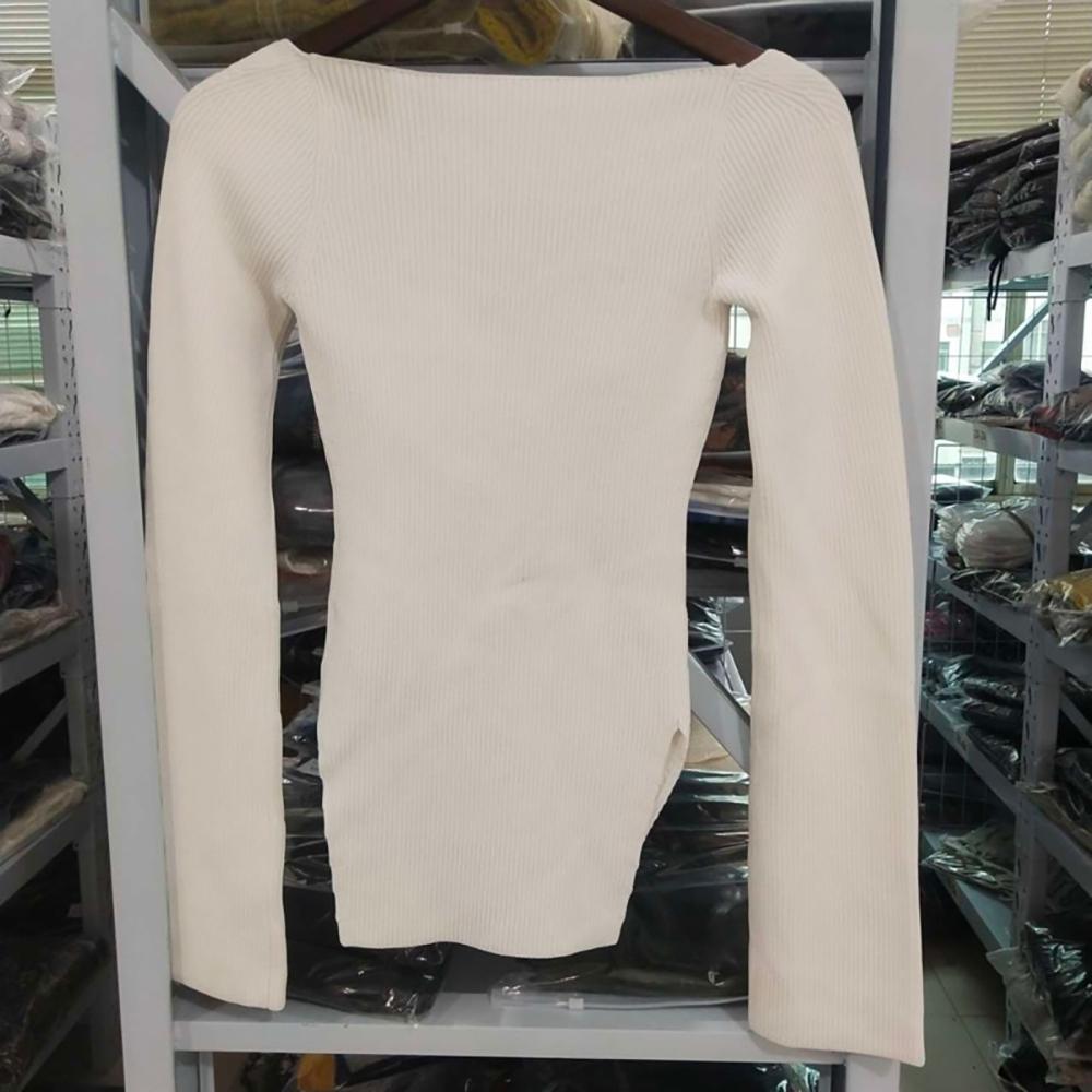 Long Sleeves Square Collar Cashmere Sweater 4