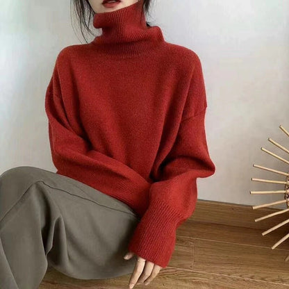 Loose-Fitting Knitted Turtleneck Long Sleeve Pullover Winter Sweaters 11