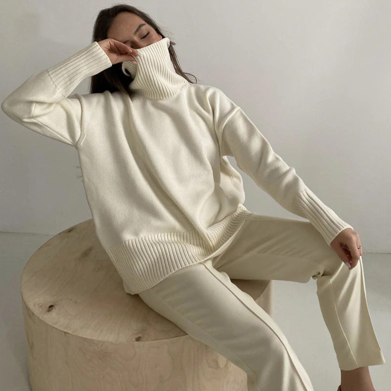 Loose-Fitting Knitted Turtleneck Long Sleeve Pullover Winter Sweaters 2