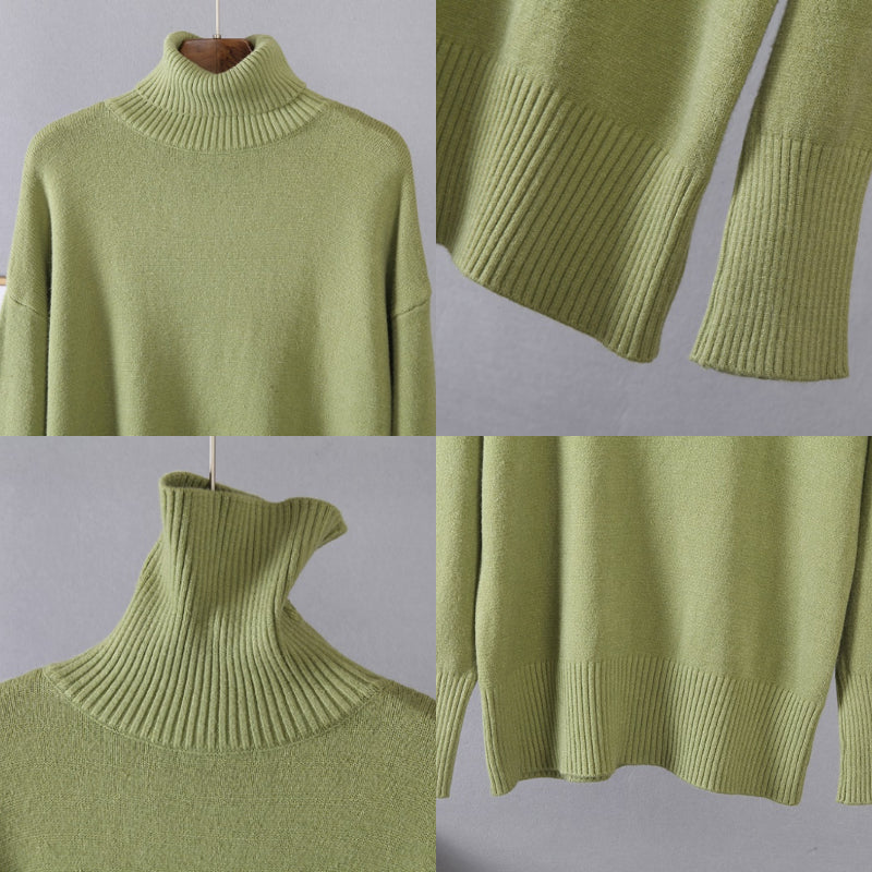 Loose-Fitting Knitted Turtleneck Long Sleeve Pullover Winter Sweaters 5