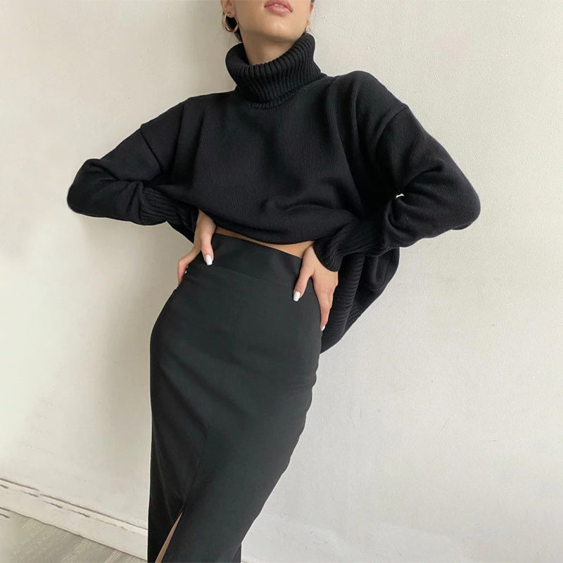 Loose-Fitting Knitted Turtleneck Long Sleeve Pullover Winter Sweaters 6