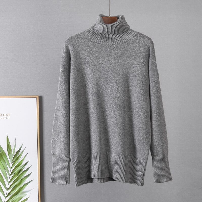 Loose Knitted Turtleneck Long Sleeve Pullover Winter Sweaters 5