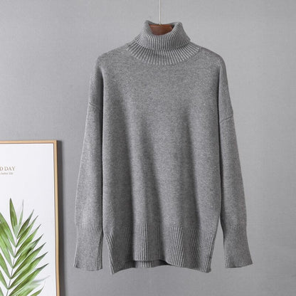 Loose Knitted Turtleneck Long Sleeve Pullover Winter Sweaters 5