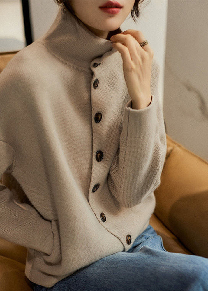 Women's Sweater Light Camel Turtleneck Knit Long Sleeve - 2