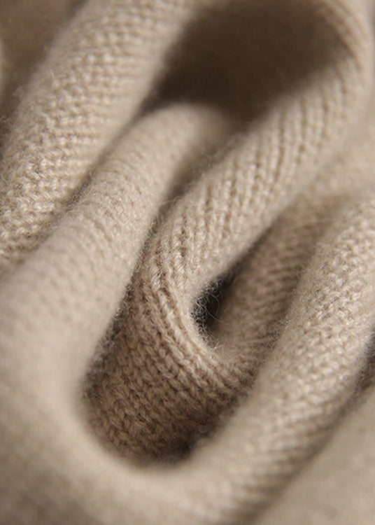 Women's Sweater Light Camel Turtleneck Knit Long Sleeve - 5