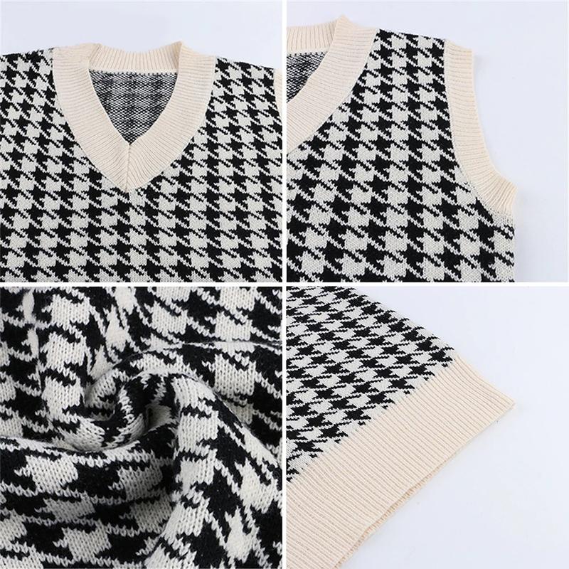 Loose Plaid Knitted Sweater Vest 6